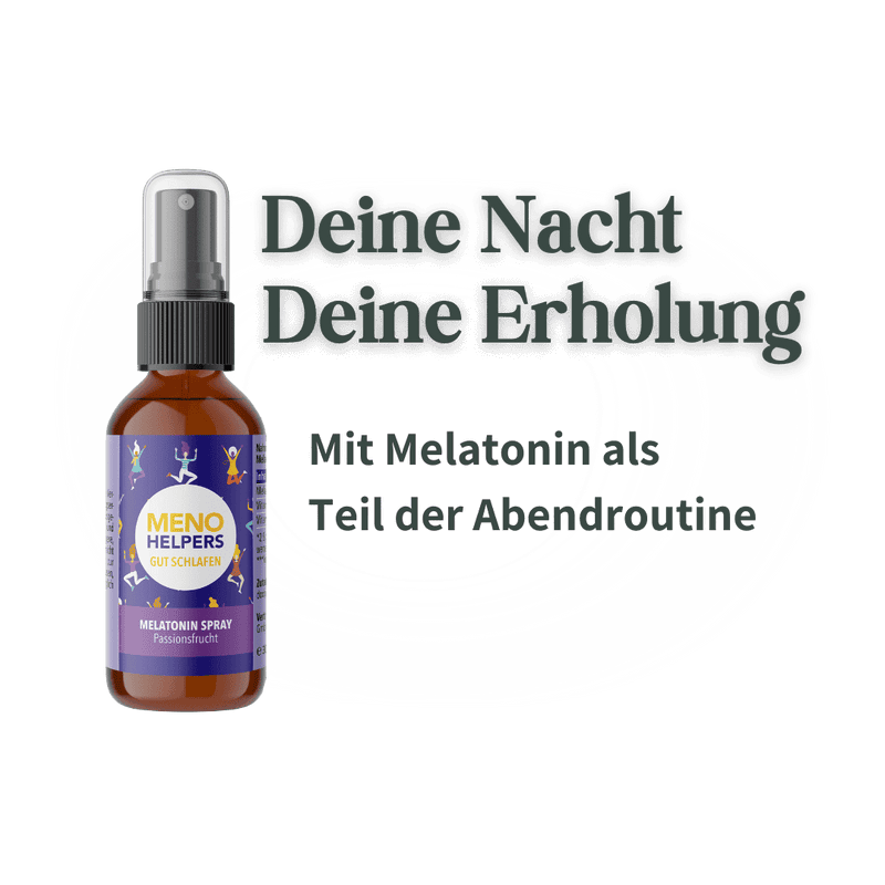 Meno Helpers Gut Schlafen Melatonin Spray als Teil einer bewussten Abendroutine für erholsame Nächte