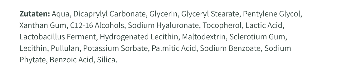 Nährwerttabelle – Intimpflege Creme für mehr Feuchtigkeit