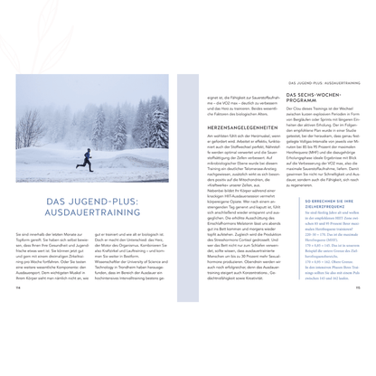 Doppelseite zum Ausdauertraining mit Fokus auf Herzgesundheit und biologisches Alter