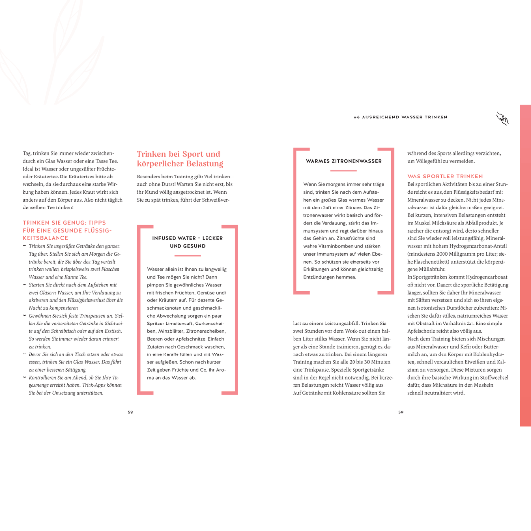 Ratgeberseite zum Thema ausreichendes Trinken mit Tipps für Wasserzufuhr und Stoffwechsel