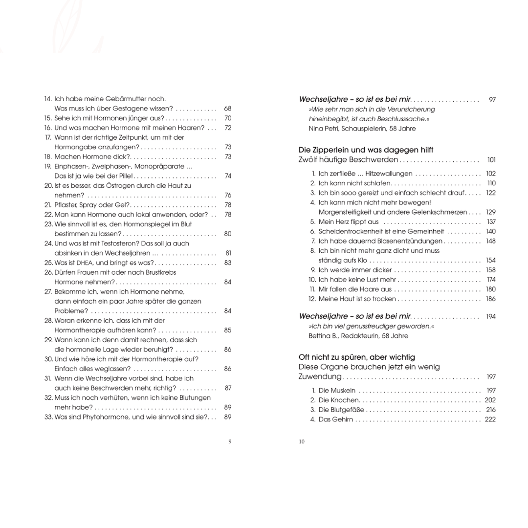 Fortsetzung des Inhaltsverzeichnisses im Buch Wechseljahre von Diana Helfrich