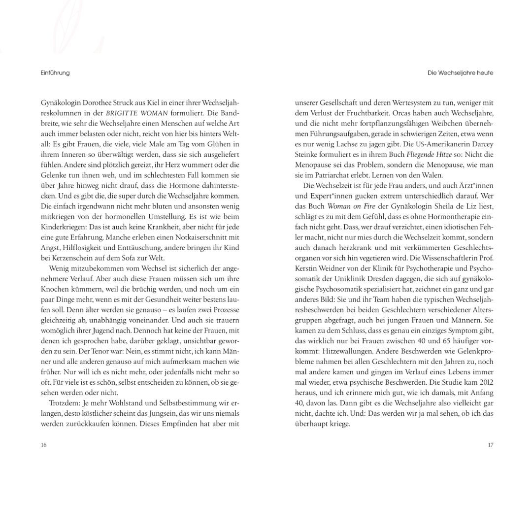 Leseprobe aus dem Buch Wechseljahre von Diana Helfrich Einführung Seiten 16 und 17