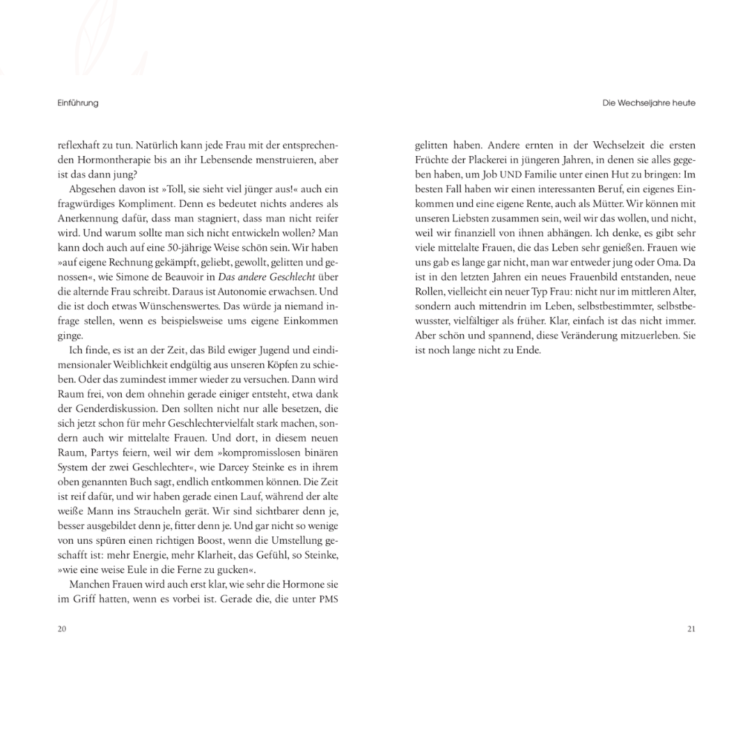 Leseprobe aus dem Buch Wechseljahre von Diana Helfrich Einführung Seiten 20 und 21