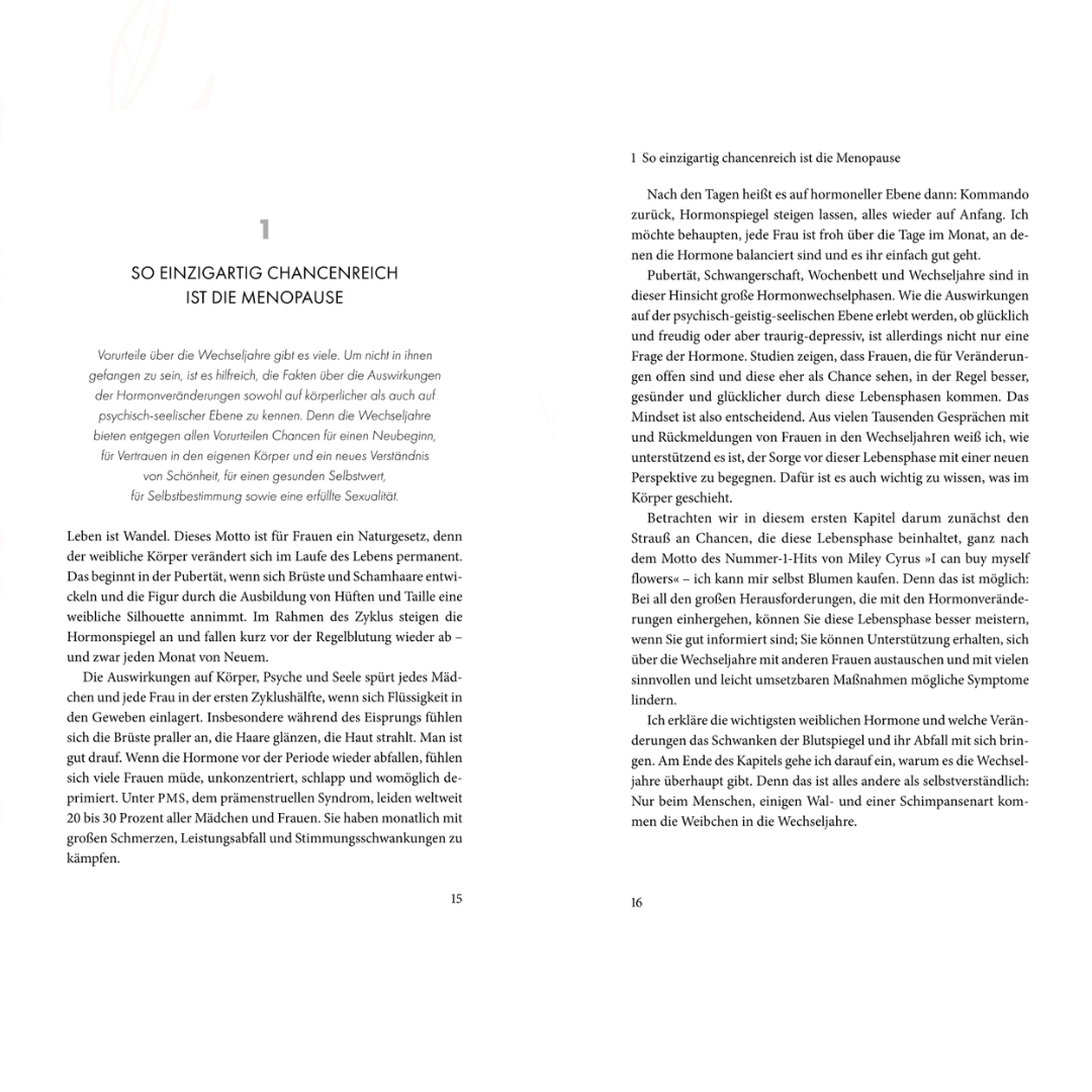 Kapitelbeginn im Buch Die Kraft der Wechseljahre über die Chancen der Menopause