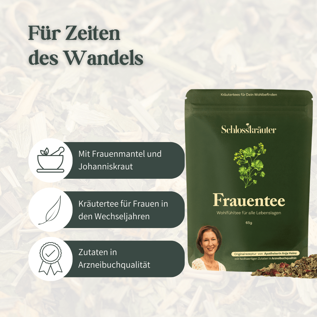Keyvisual zum Frauentee für hormonelle Übergangsphasen mit Fokus auf Frauen in den Wechseljahren