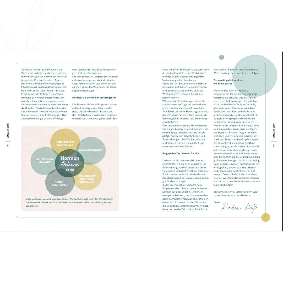 Grafische Darstellung der fünf Schlüssel zur Hormon Balance in den Wechseljahren