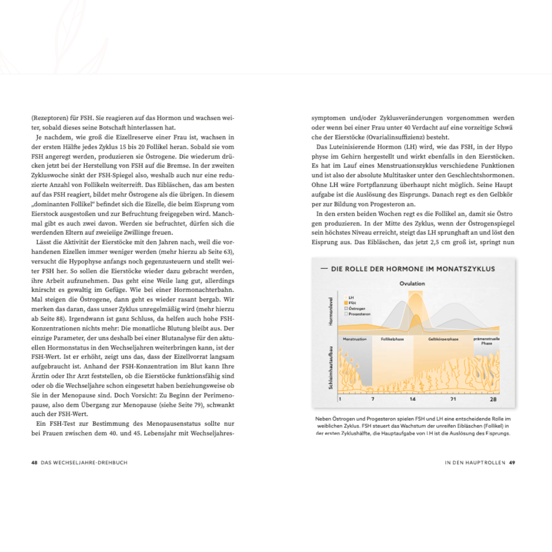 Grafische Darstellung der Rolle von Hormonen im weiblichen Monatszyklus während der Wechseljahre