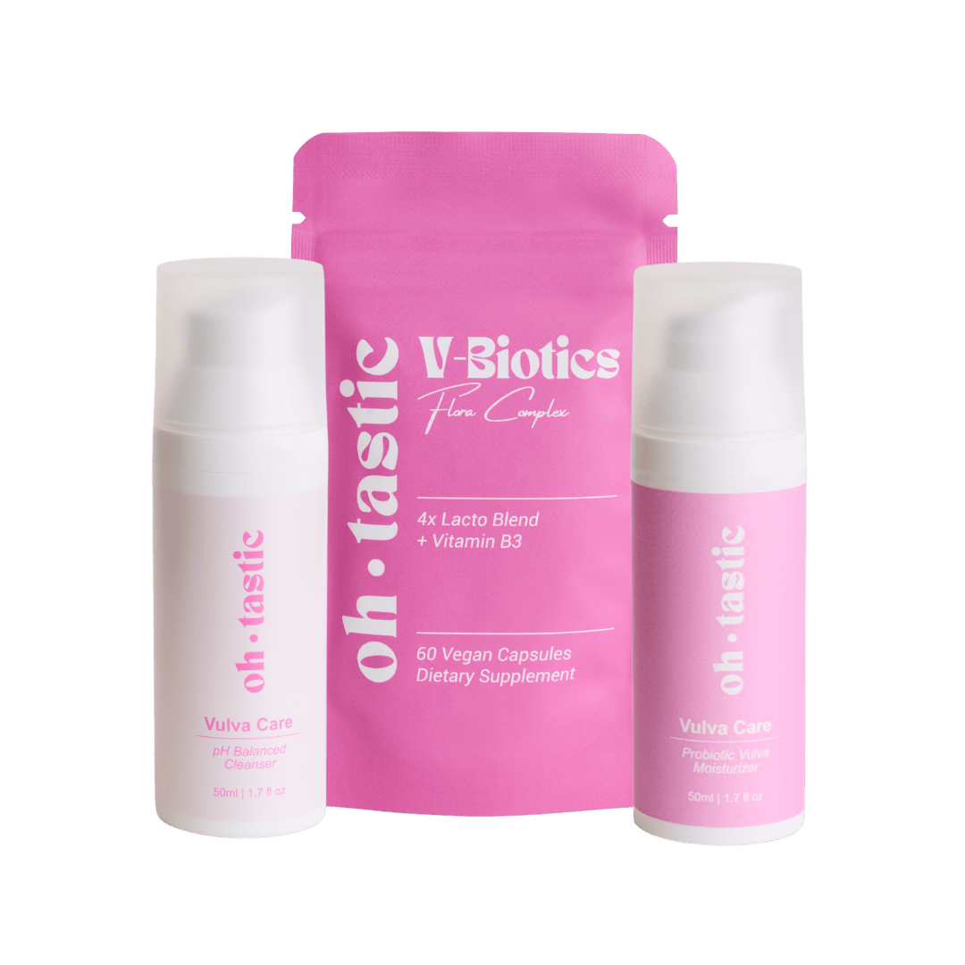 Intim Balance Set mit Oh Tastic Intimpflege-Creme, pH-Intimwaschgel und V-Biotics Flora Complex