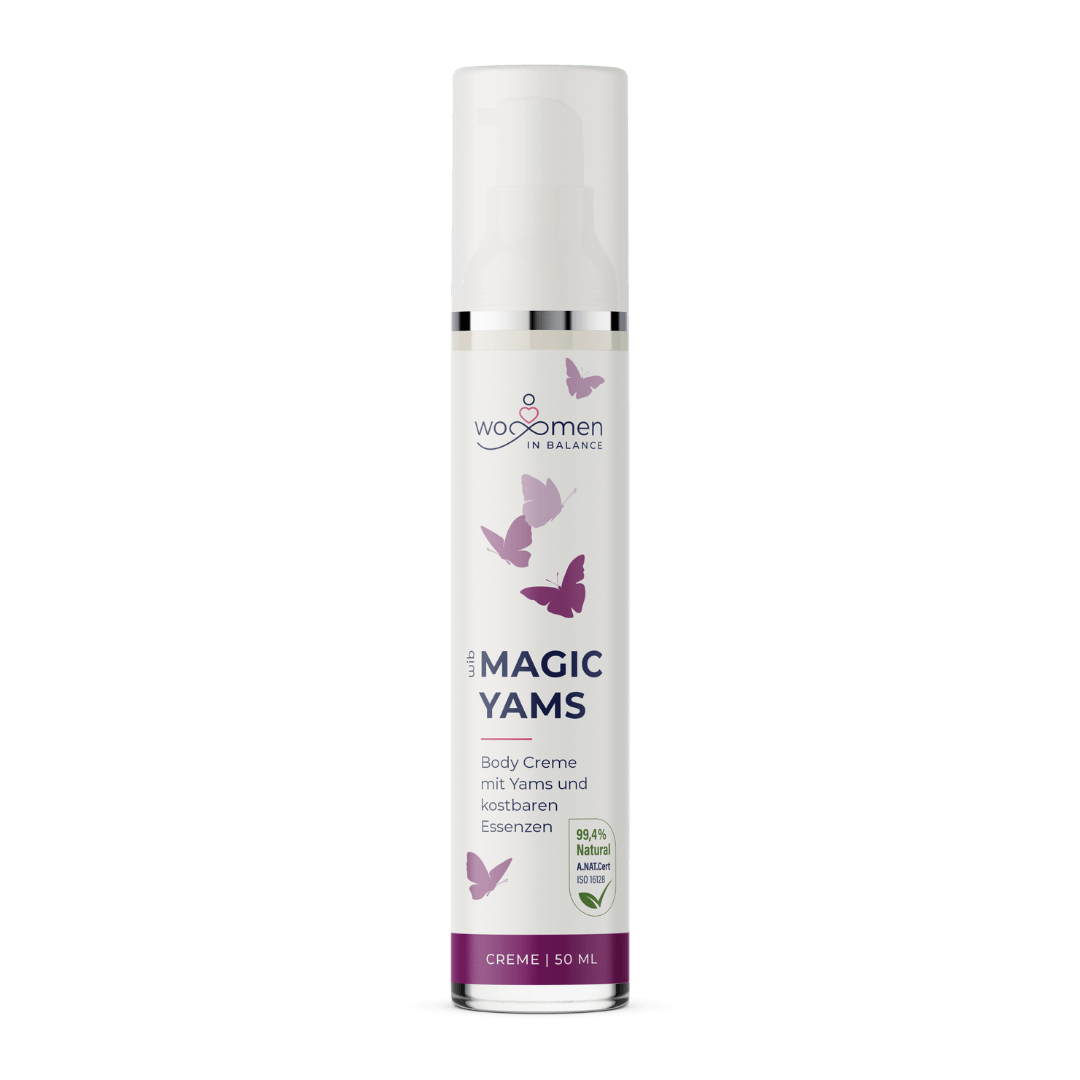 Magic Yams Body Creme mit Yamswurzel von Wo-Men in Balance in 50 ml Pumpspender