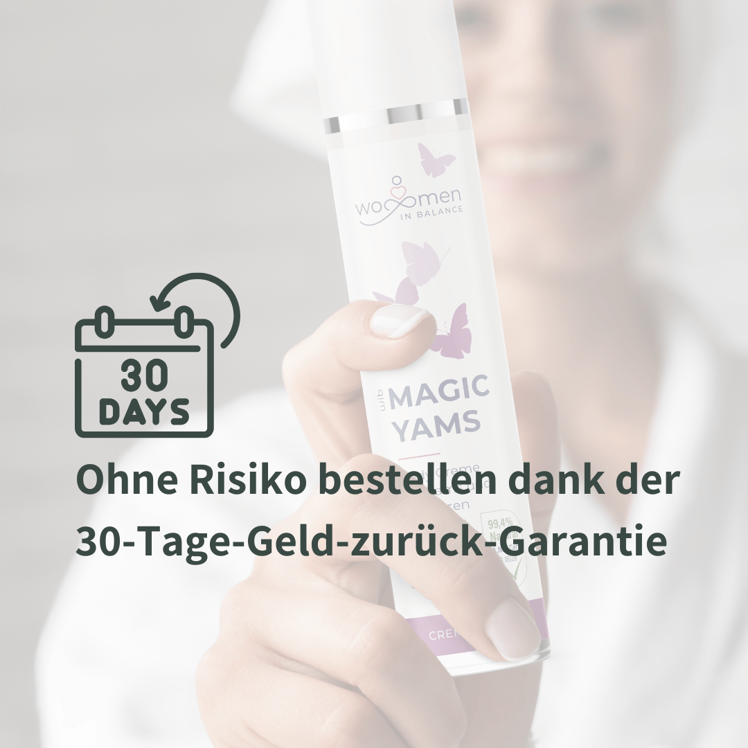 Magic Yams Creme mit Hinweis auf 30 Tage Geld zurück Garantie und risikofreie Bestellung