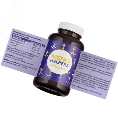 Verpackung von Meno Helpers Gut schlafen mit Zutaten- und Nährwertangaben
