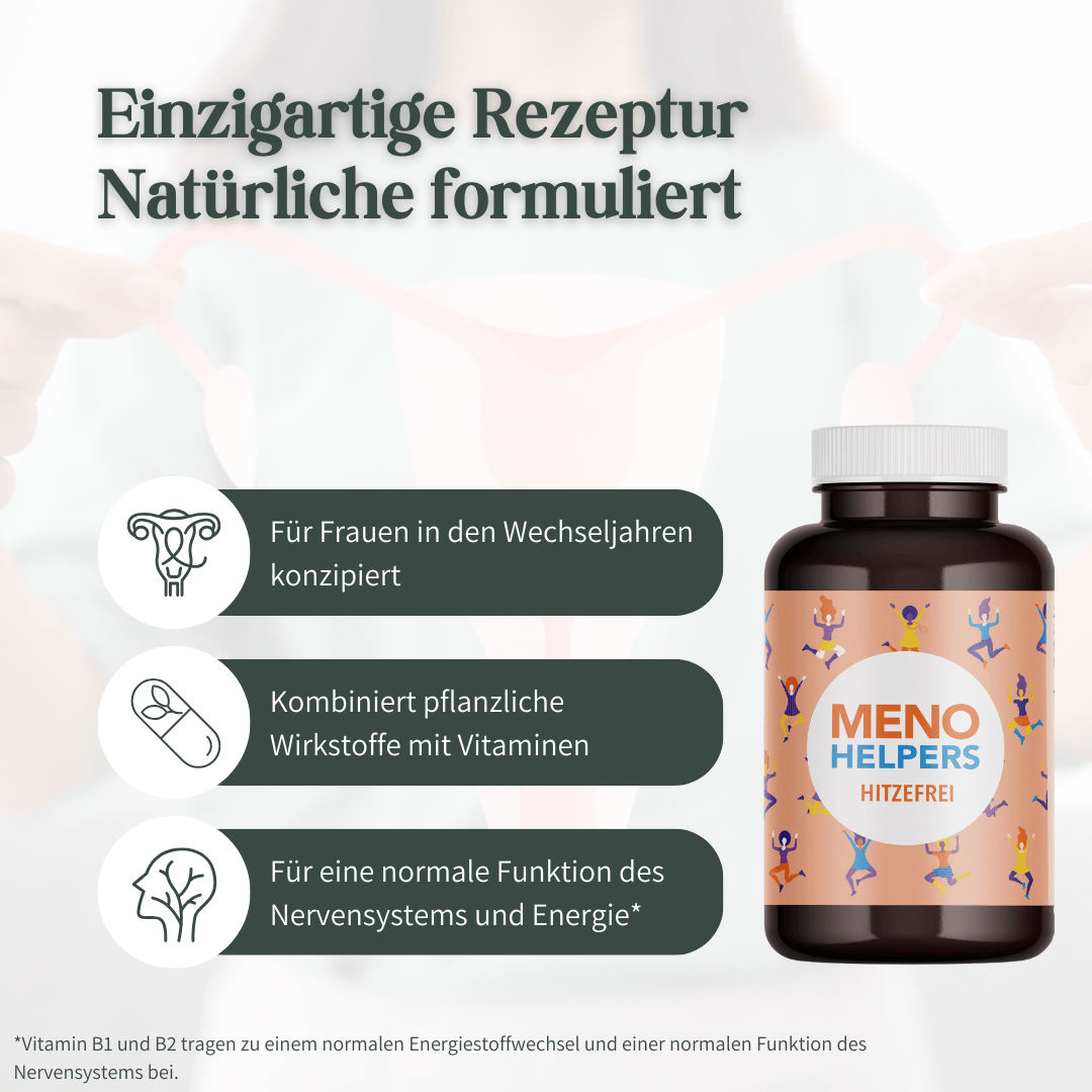 Meno Helpers Hitzefrei mit pflanzlichen Extrakten und Vitaminen für Frauen in den Wechseljahren