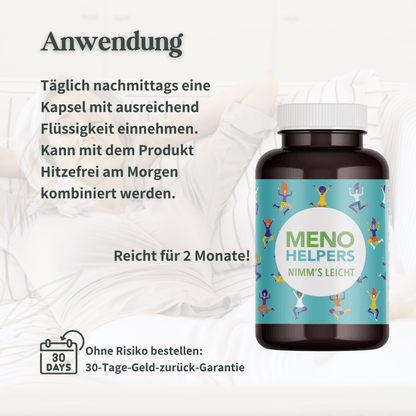 Anwendung von Meno Helpers Nimm’s leicht mit täglicher Einnahme am Nachmittag