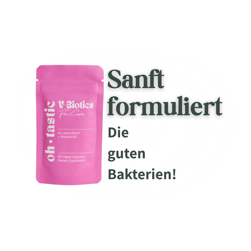 Oh Tastic V-Biotics Flora Complex mit ausgewählten Milchsäurekulturen, sanft formuliert, Produktdarstellung
