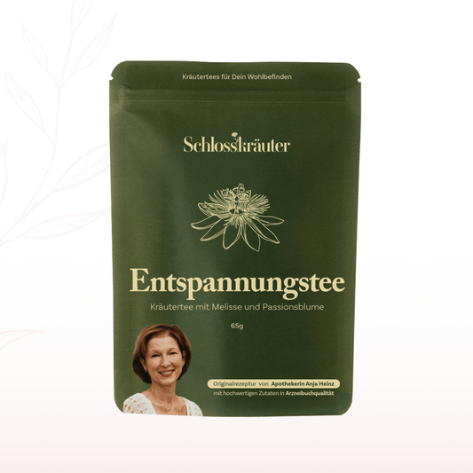 Schlosskräuter Entspannungstee Kräutertee mit Melisse und Passionsblume in grüner Verpackung