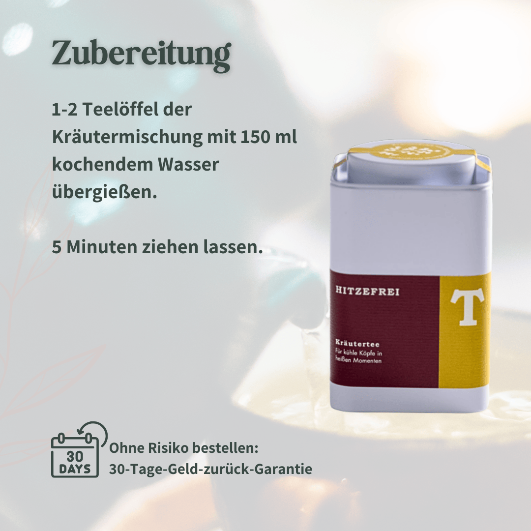 Zubereitung des Teekammer Hitzefrei Kräutertees mit kochendem Wasser