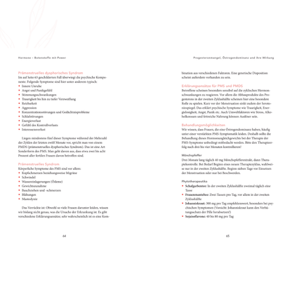 Theorieseiten zu PMS mit Auflistung psychischer und körperlicher Symptome sowie hormonellen Ursachen