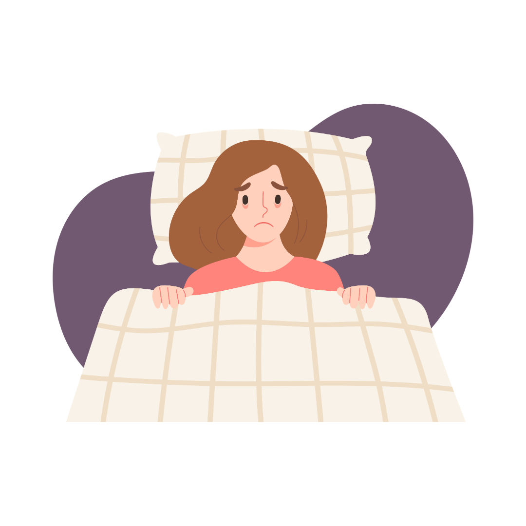 Frau liegt wach im Bett und kann nicht schlafen als Darstellung von Schlafproblemen in den Wechseljahren