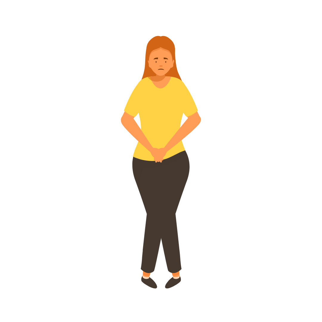 Frau hält sich den Unterbauch als Darstellung von Blasenproblemen & intime Trockenheit in den Wechseljahren